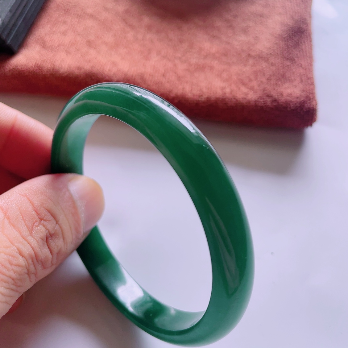 59圈口天然真品翡翠正品 水润气质细腻冰蓝水满色正圈手镯39.11g