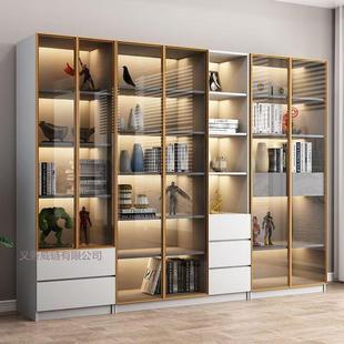 架实展木书柜带玻门书架轻奢环保现代简约置DTD物落璃地组合储物