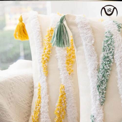 Floral Tufted Cushion Cover Multi-color Decorative Pillow