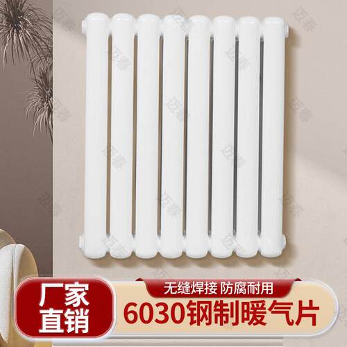 6030家用钢制壁挂式暖气片集中供暖加厚二柱大水道水暖明装散热片