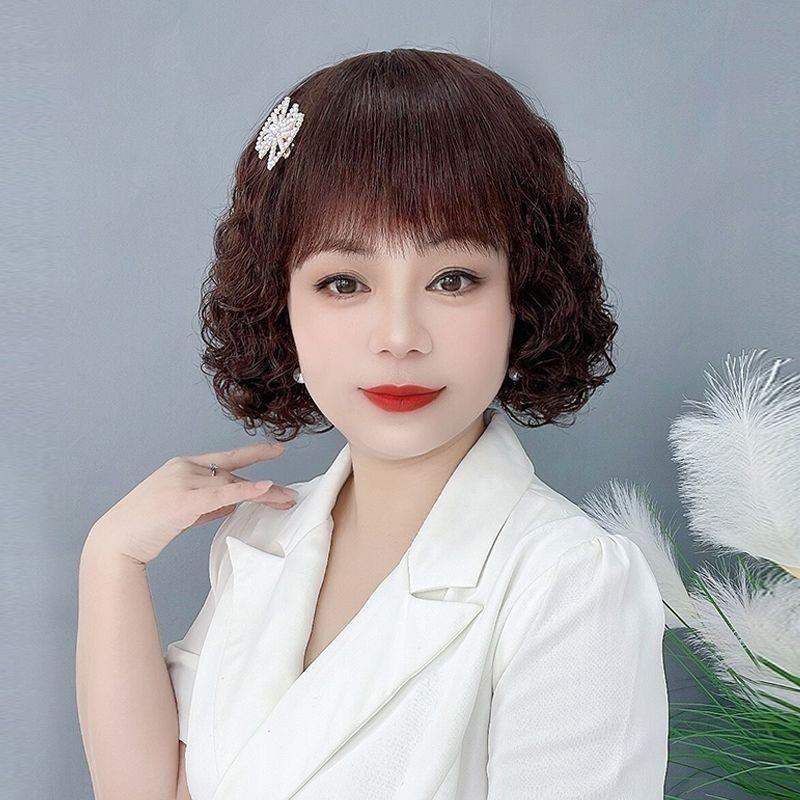 新款直销假发女短发羊毛卷假发套妈妈短卷发中老年女士遮白发光头