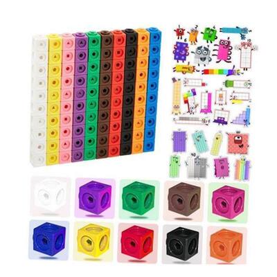 100pcs Numberblocks Multilink Linking Counting Cubes Snap