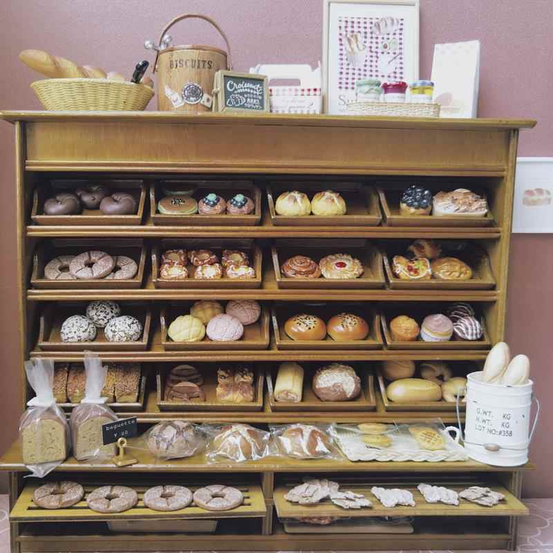1:12娃娃屋微缩面包柜蛋糕柜木质迷你模型12分ob11家具场景配件