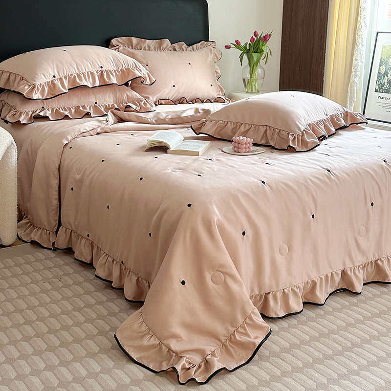 夏季可机洗双面冰丝夏凉被四件套凉感丝滑裸睡单双人空调被薄被子