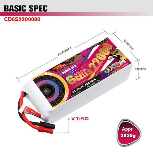 CODDAR鹰氪22000MAH 6S 22.2V 80C航模植保机10寸13寸穿越机锂电