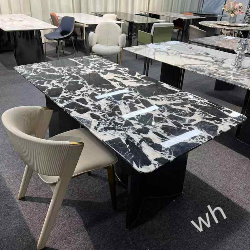 FS1宝格-丽不餐黑奢石桌设计师意式然大理石cCa6Af6r餐桌现代锈天