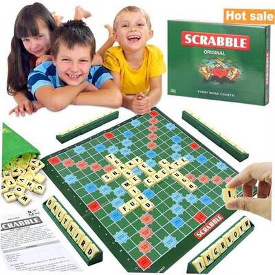 Scrabble Board Puzzles Game Jigsaw-Words Spelling-Table Kids