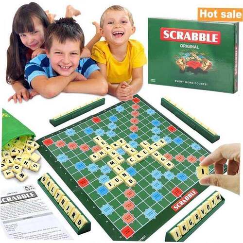 Scrabble Board Puzzles Game Jigsaw-Words Spelling-Table Kids