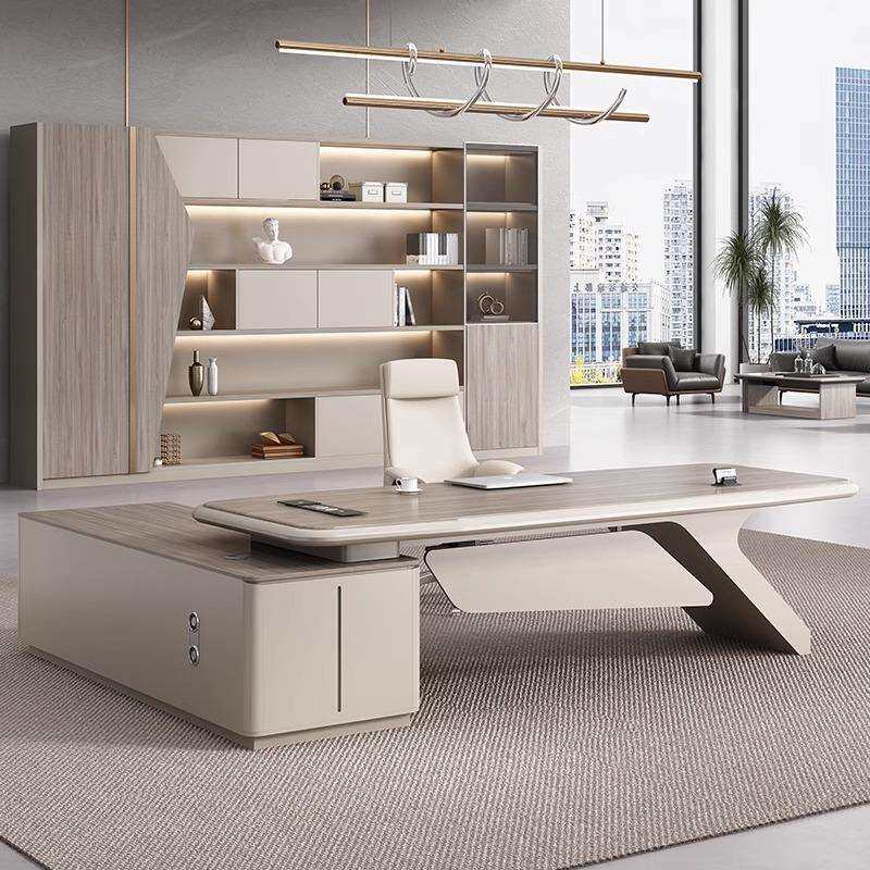 简约现代总裁老板办公桌椅组合烤漆领导董事长办公室大班台经理桌