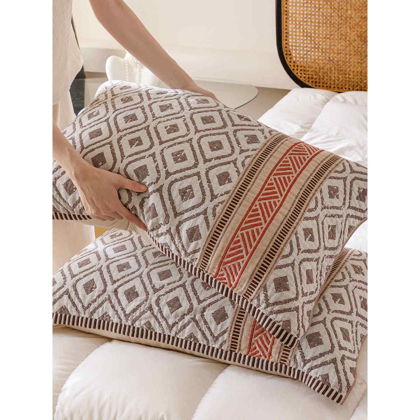 【官方旗舰店正品】纱布枕巾纯棉一对轻奢高级感等品安懒懒 A类全