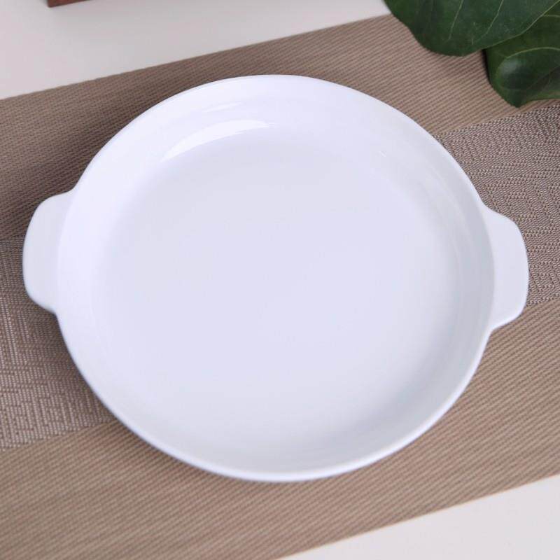 唐山龙达骨瓷餐具纯白9寸双耳鲍鱼翅盘深汤盘蒸鱼盘正宗一级