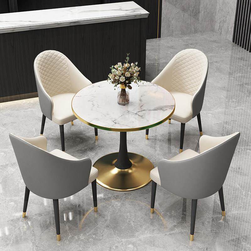 简约现代样品屋展示中心会客洽谈桌椅轻奢岩板商务休闲阳台办公接