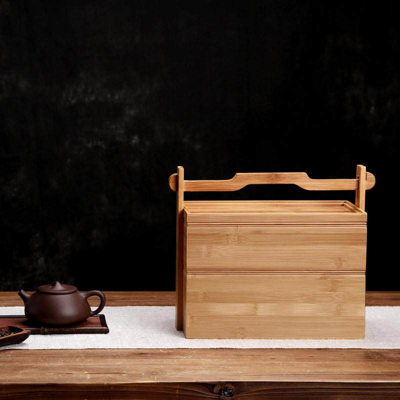 竹制中式茶具提盒竹盒茶盒茶具收纳盒旅行便携功夫茶道茶盘