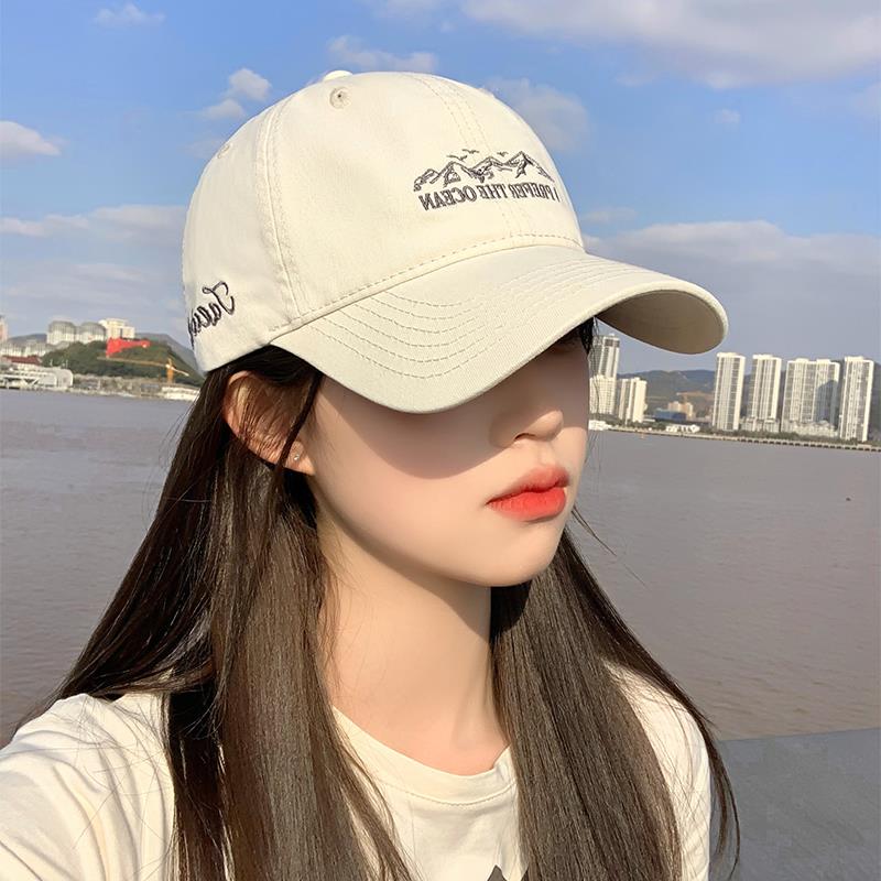 大头围鸭舌帽女2024新款米白色帽子女款夏季显脸小防晒棒球帽男Q