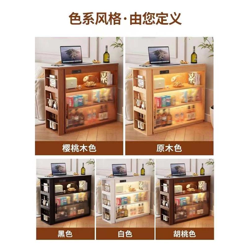 隔断吧台一体客厅桌子胡可柜桃色实木板小边伸缩家用储台柜岩物岛