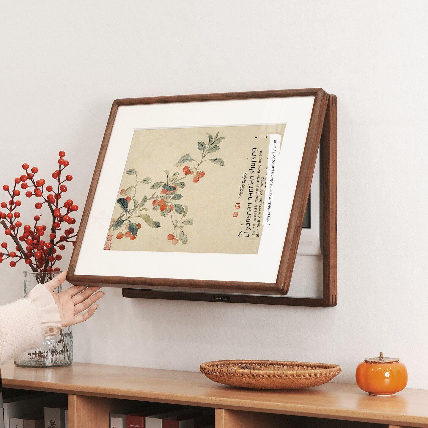 玄木堂开门米箱门箱挂画北美黑胡桃高档挡实木翻转装饰画