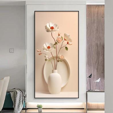 极简玄关装饰画植物花卉立体空间延伸过道走廊入户墙面挂画奶油风