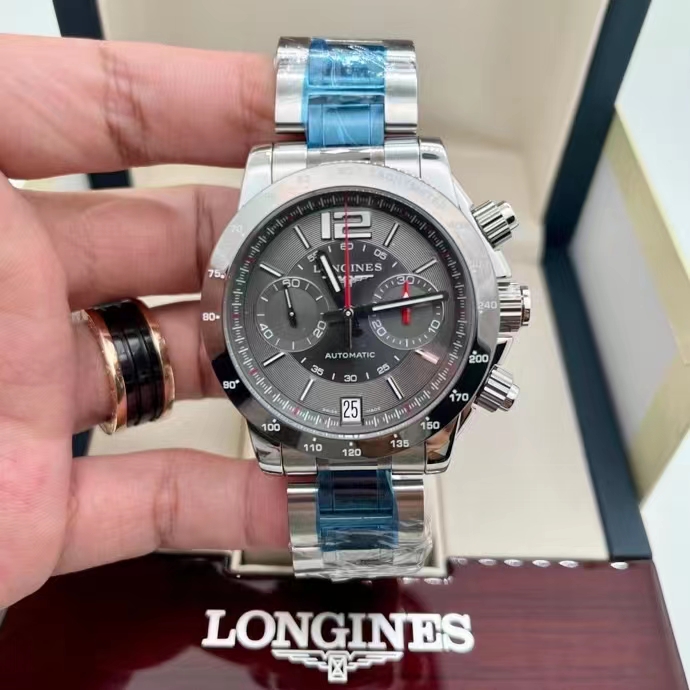 [9.8新]浪琴康卡斯系列精钢自动机械42mm计时男表L3.667.4.06.7