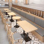 快餐汉堡炸店实木合桌661椅组双卡座靠人墙沙发鸡面馆小吃店实木