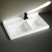 半浴室柜嵌入246式 阳台一体洗台盆衣洗带搓板中盆手池陶瓷洗衣槽