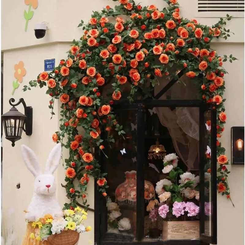 玫瑰网红瀑布打卡花墙仿真假花商场花店引流美陈布置莫奈玫瑰花