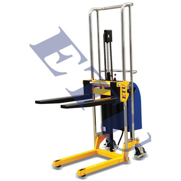 半电动叉车液压堆高车,400KG.1.5米升降装卸叉车半电动液压升高车