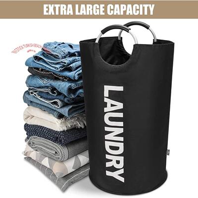 bath Laundry Basket 74L 双层牛津防水衣篓篮折叠桶脏衣服收纳袋