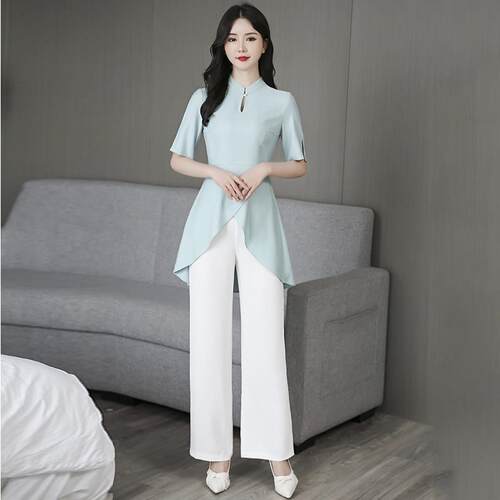 新款美容院工作服高端气质套装养生馆采耳师足疗足浴店技师服工衣