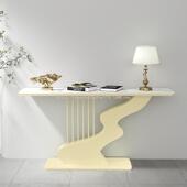 亿君轻奢现代岩板玄景VQB关半桌创意走简约廊靠墙玄关台置物架圆