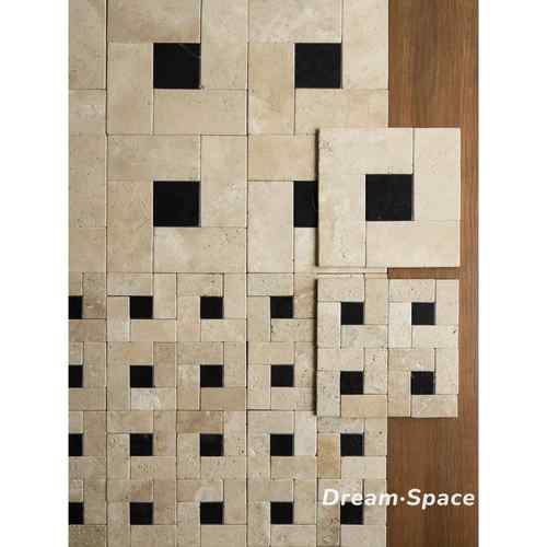 覆古米白回型洞石莱姆石民宿酒店别墅餐厅店铺买手店咖啡店地砖