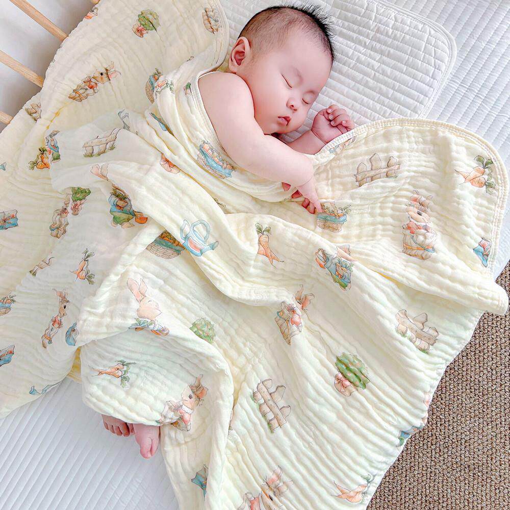 婴儿浴巾新生儿竹棉六层纱布被子加大宝宝洗澡抱被裹巾超柔软吸水