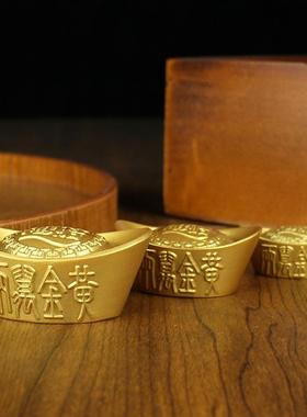 唐腾 铜艺纯铜铜元宝摆件办公室桌面装饰品金元宝铜器小摆件