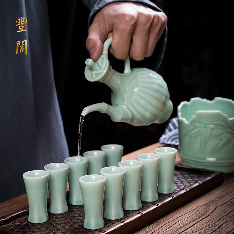 传统酒杯套装家用酒盅陶瓷酒具白酒杯彷古温酒器黄酒烫酒壶暖热酒