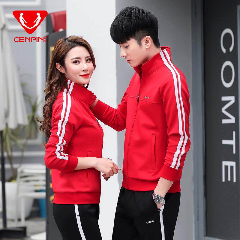 春秋款情侣运动服套装韩版时尚男女休闲两件套运动装