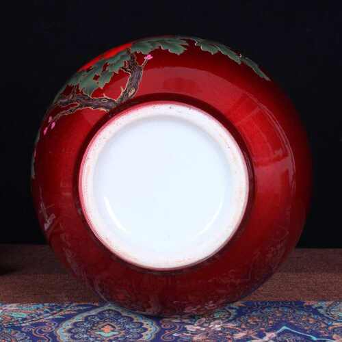 景德镇陶瓷器水晶釉花开富贵石榴花瓶现代中式客厅插花电视柜摆件