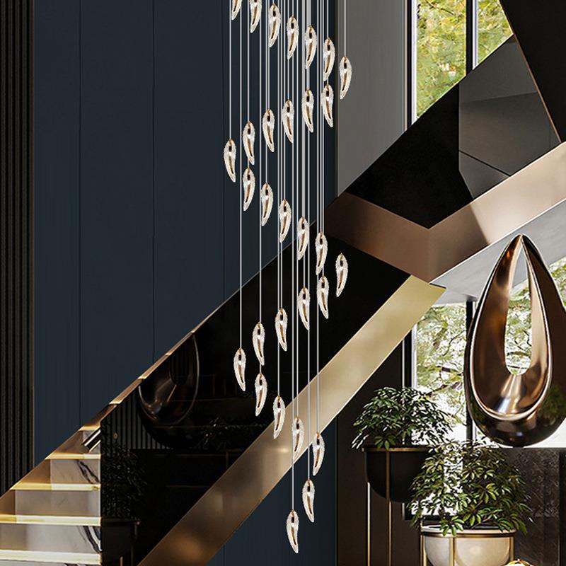 现代简约楼梯吊灯长吊灯loft吊灯复式楼大灯公寓灯别墅客厅大吊灯