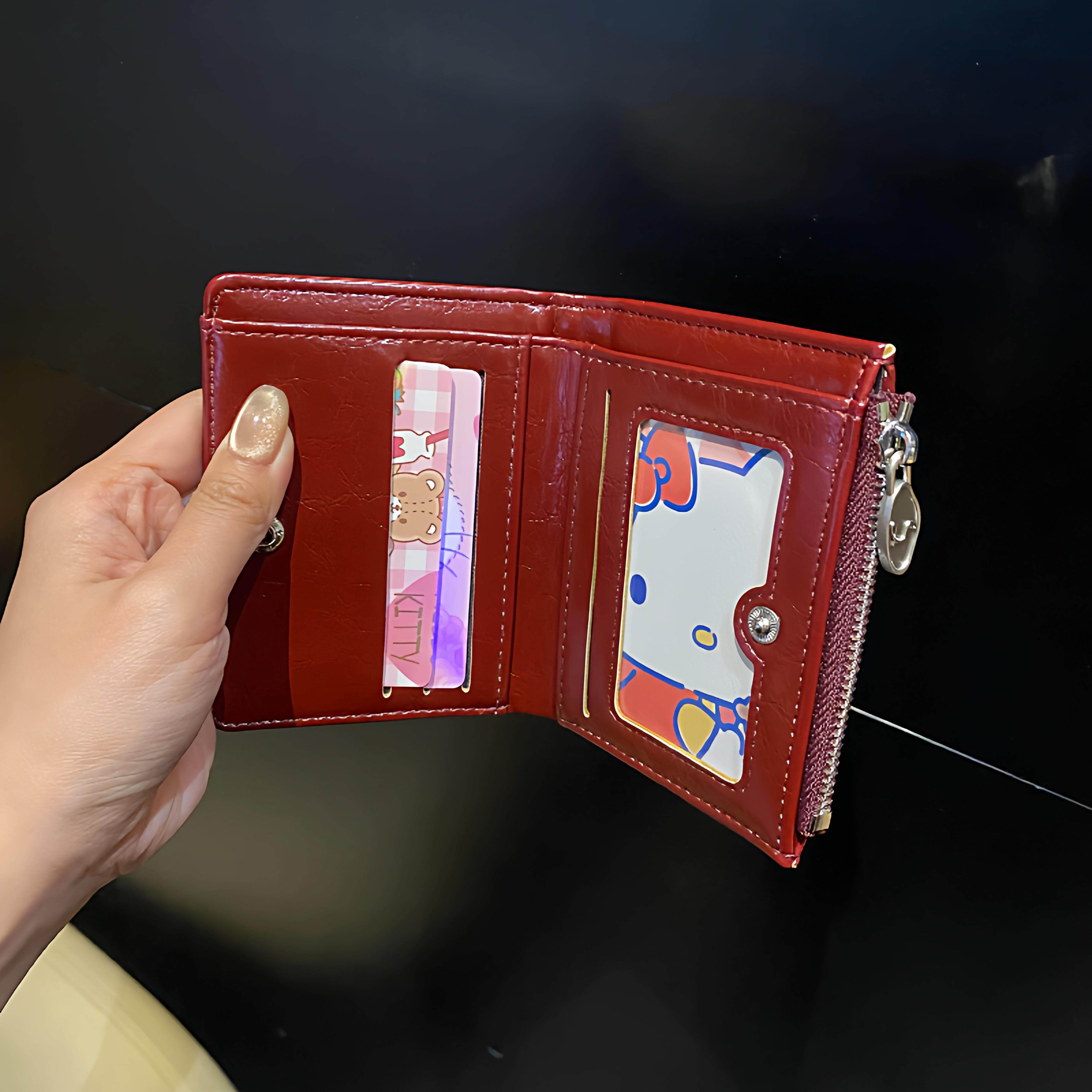 红色钱包女款2026新款ins风随身便携小型拉链卡包短款皮革零钱包