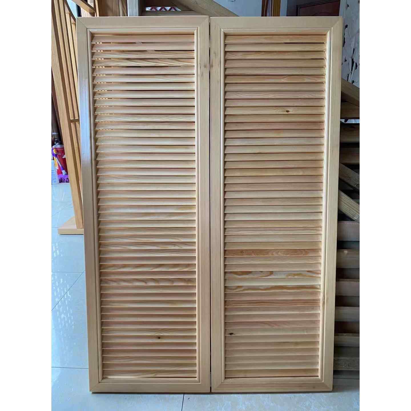 实木百叶窗门水曲柳黑胡桃整体橱柜鞋柜门天窗空调进出口百叶透气