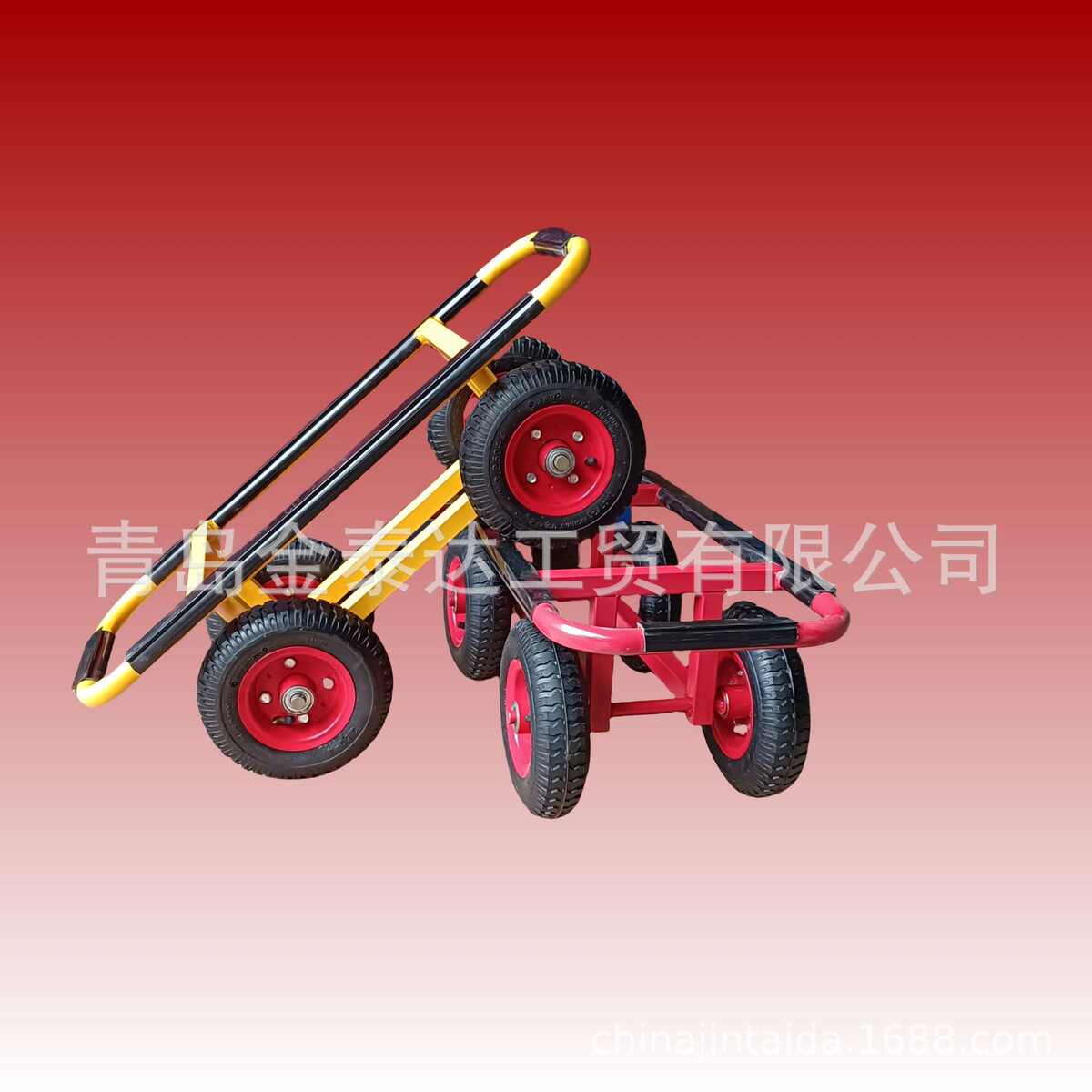 四轮物流手推货仓车便携手推车货物搬运运输车木板木材推车