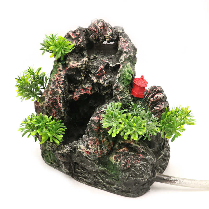 鱼缸造景流沙瀑布水草鱼缸动态流沙瀑布假山水族箱造景用品