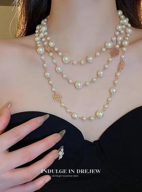 珍珠项链女款2024新款爆款高级感颈链秋冬长款毛衣链大气高档