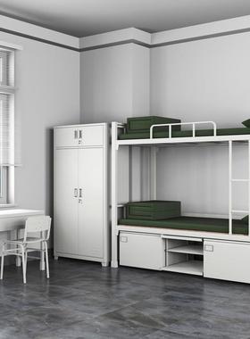 标准内制式铺双层床营房单床人上下铁床学习桌务柜sm65982梅花椅