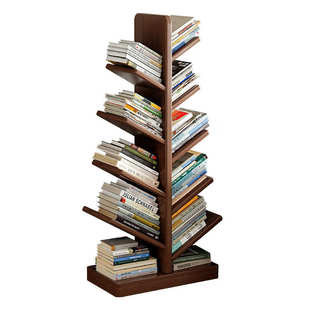 全实木树形书架落地置物架靠墙角落拐角转角创意儿童客厅小型书柜