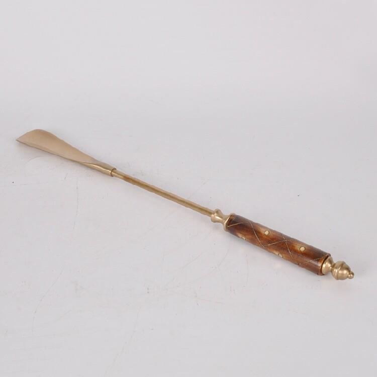 印度进口手工牛骨把柄纯铜鞋拔子复古轻奢鞋抽提鞋器欧式家居摆件