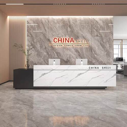 定制公司酒店前台接待台简约现代烤漆吧台收银台售楼部大厅柜台桌
