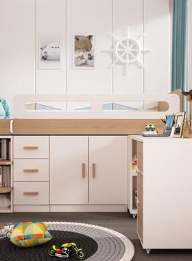 儿童男孩女孩22769半床高床米带书桌衣柜小.户型储物多功能12组合