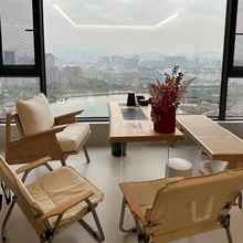 I1日式原木风白蜡木实木茶桌阳台小茶桌原木大板茶台泡茶