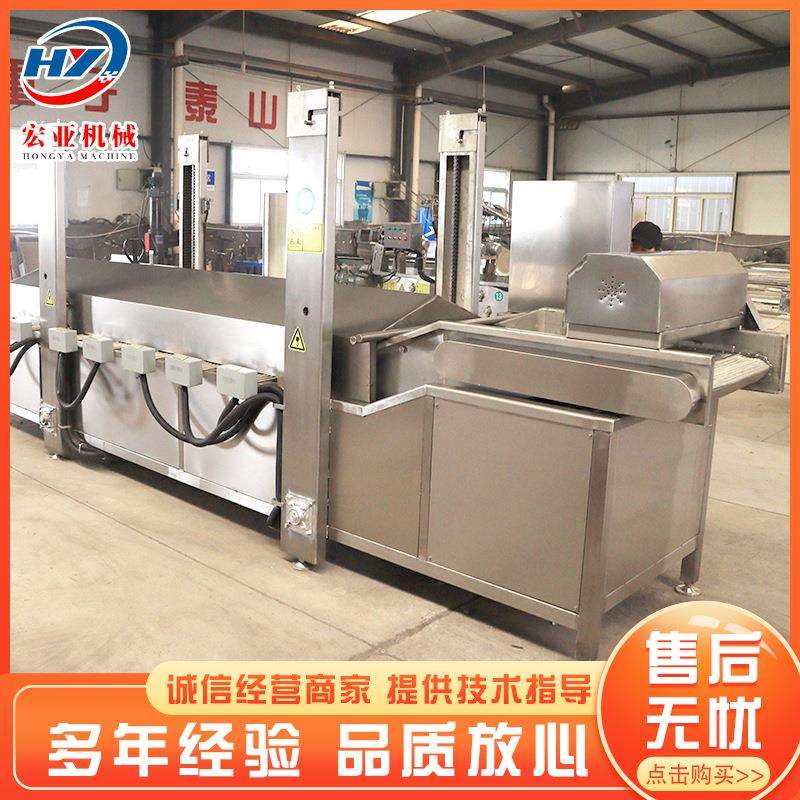 连续式栗米条油炸流水线 商用糯米饼油炸设备 高温锅巴油炸机