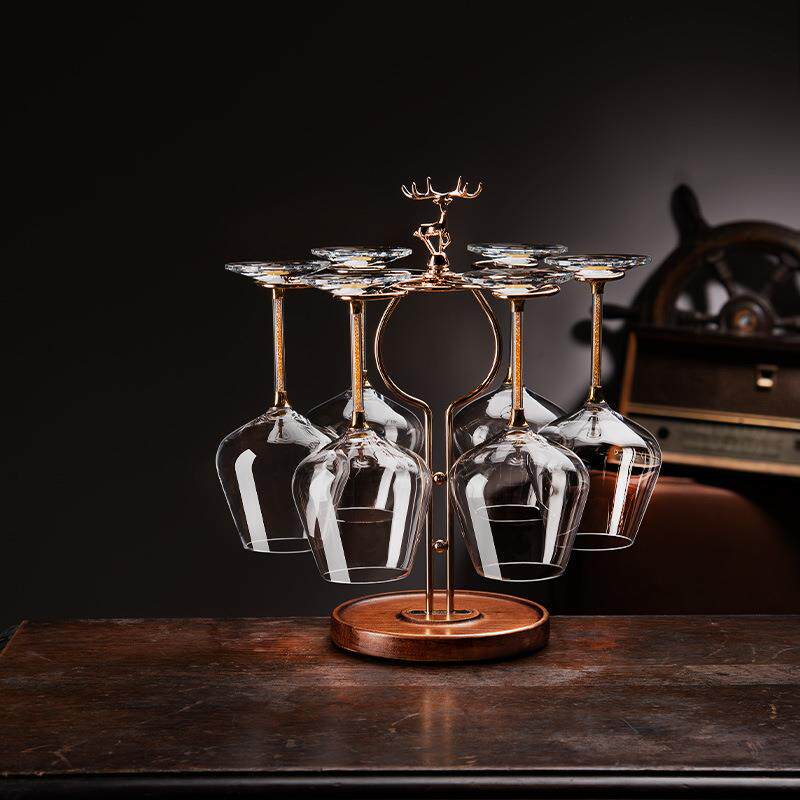 创意高端红酒杯水晶玻璃高脚杯家用商用酒杯旋转水晶杯架杯子套装