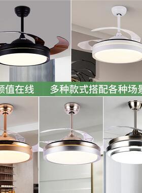 频隐形风扇灯餐厅客厅灯黑 色吊扇65983铁艺纯变铜电机静音餐厅灯